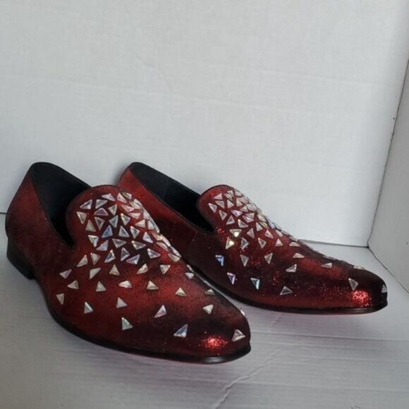 Moretti Black Label  Shoes Red Embellished Loafers Slip On Christo Men\'s Size 10 main image 16